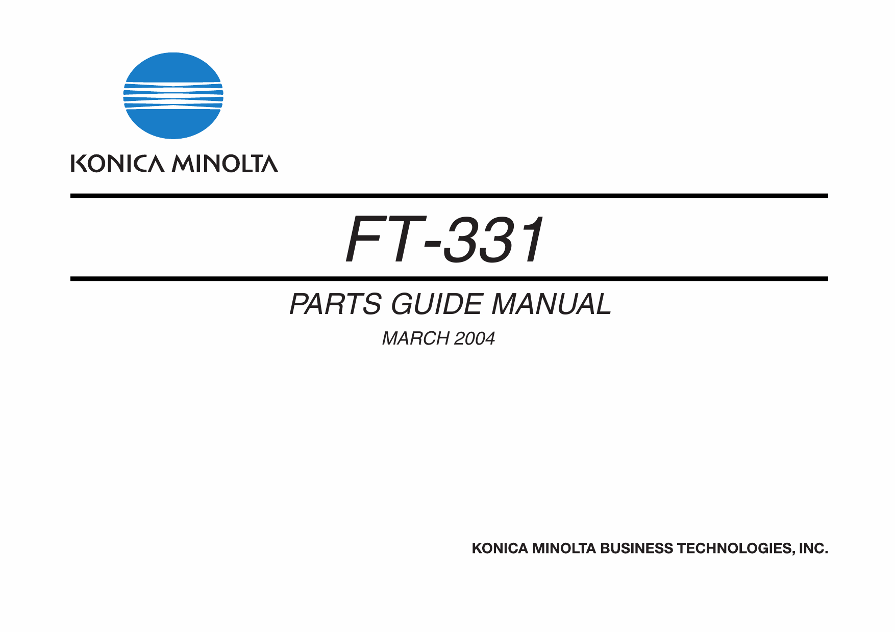 Konica-Minolta Options FT-331 Parts Manual-1